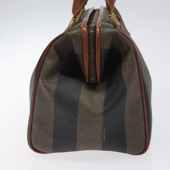 FENDI Pecan Canvas Hand Bag Brown Black Gold - Picture 5 of 12